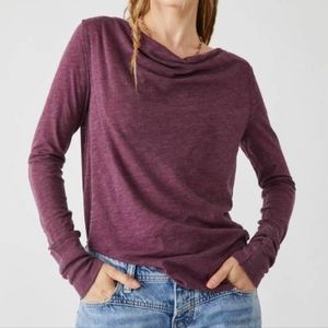 Free People Kimmi Long Sleeve in Fig Jam Size M Heathered Pullover Wide …
